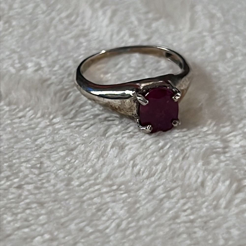 Natural Ruby sterling silver ring ladies 6.5